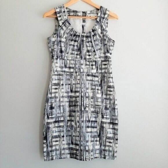 ALFRED SUNG Pure Blue & White Sleeveless Sheath Dress Sz 4 - Picture 2 of 15